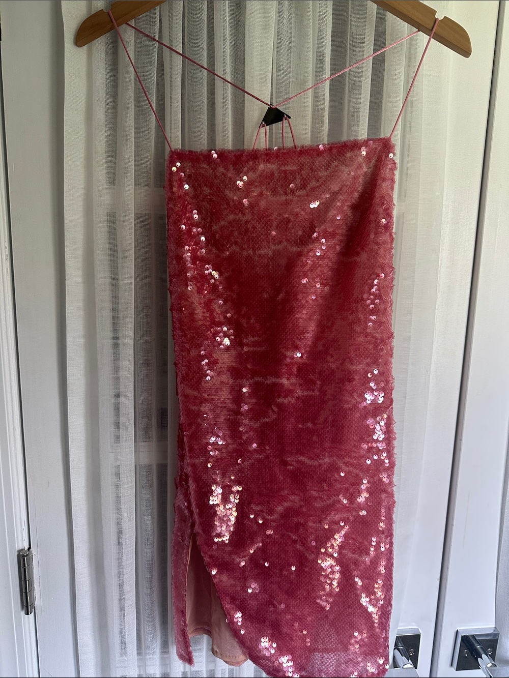 The Attico Pink Sequin Mini Dress